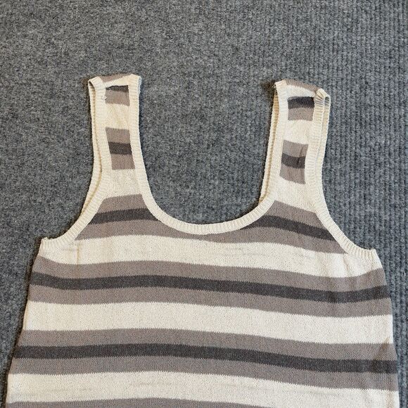 Free People FP Size Medium Beach Vista Sweater Tank Taupe Striped Loose Fit NEW - Picture 3 of 9